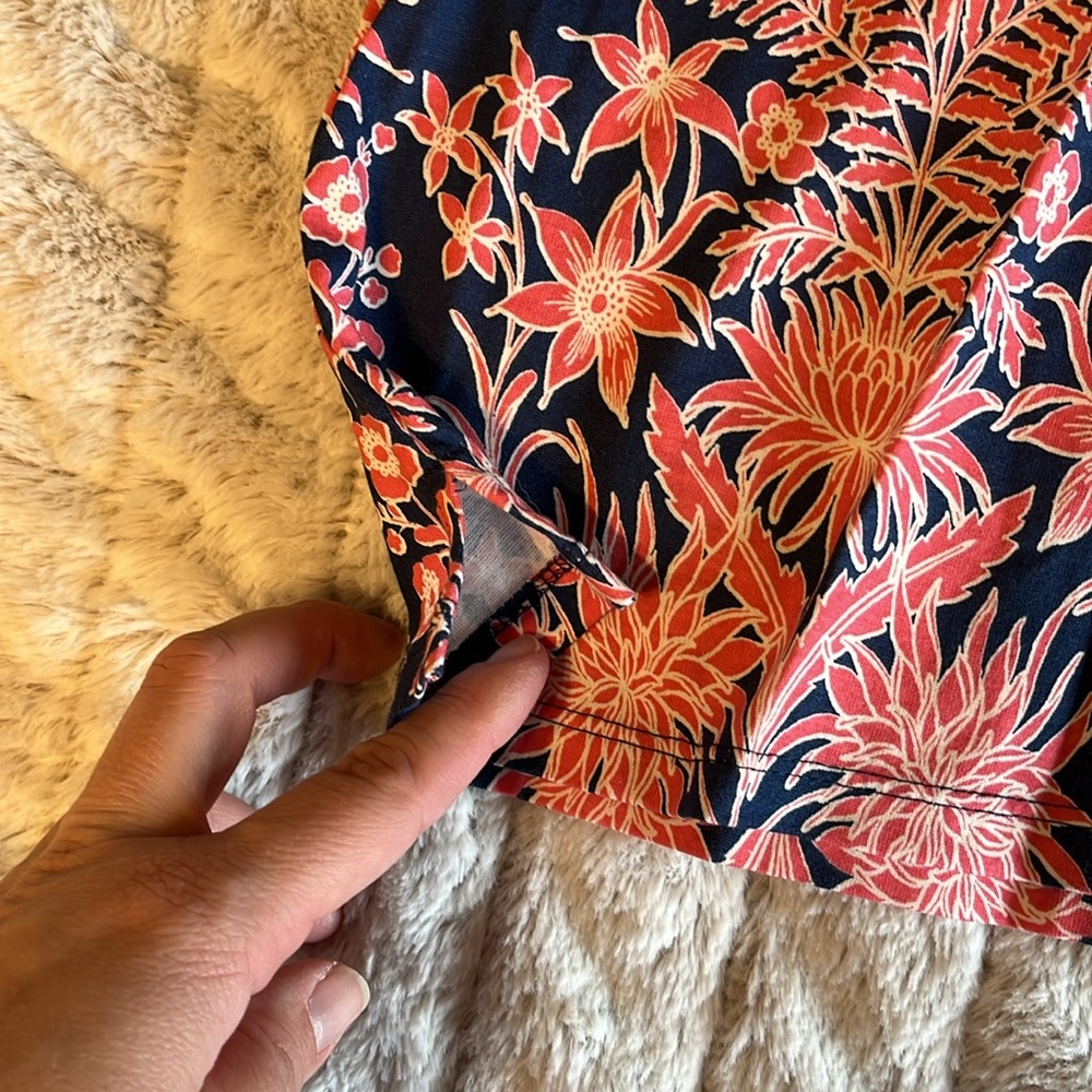 Talbots Blue and Pink 3/4 Sleeve Boxy Blouse - Picture 4 of 7